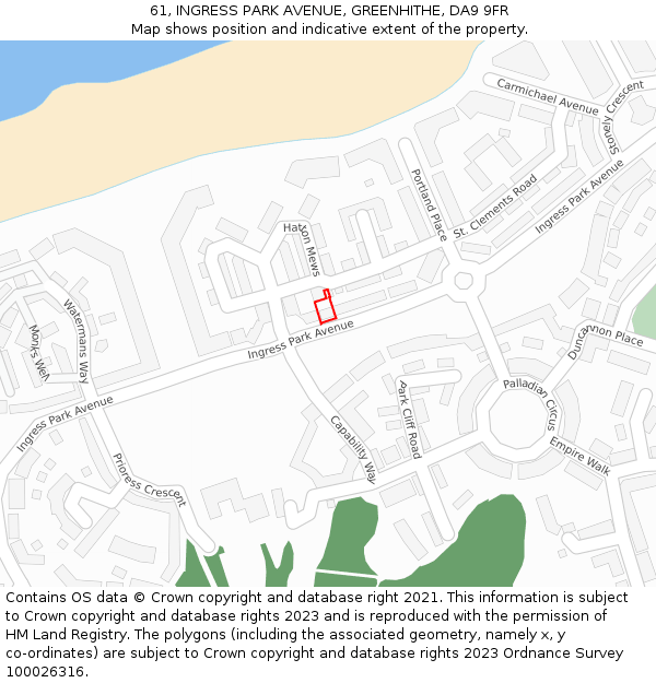 61, INGRESS PARK AVENUE, GREENHITHE, DA9 9FR: Location map and indicative extent of plot