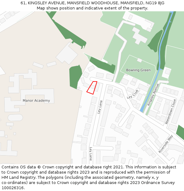 61, KINGSLEY AVENUE, MANSFIELD WOODHOUSE, MANSFIELD, NG19 8JG: Location map and indicative extent of plot