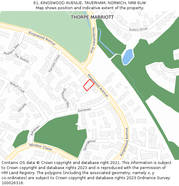 61, KINGSWOOD AVENUE, TAVERHAM, NORWICH, NR8 6UW: Location map and indicative extent of plot