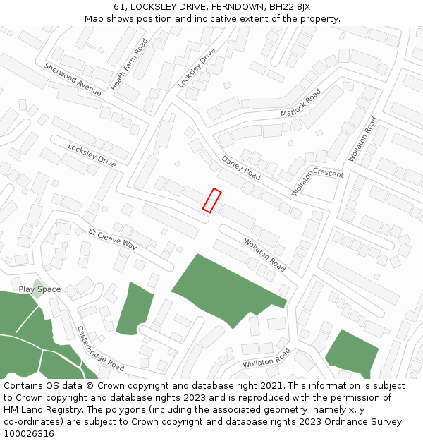 61, LOCKSLEY DRIVE, FERNDOWN, BH22 8JX: Location map and indicative extent of plot