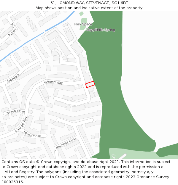 61, LOMOND WAY, STEVENAGE, SG1 6BT: Location map and indicative extent of plot