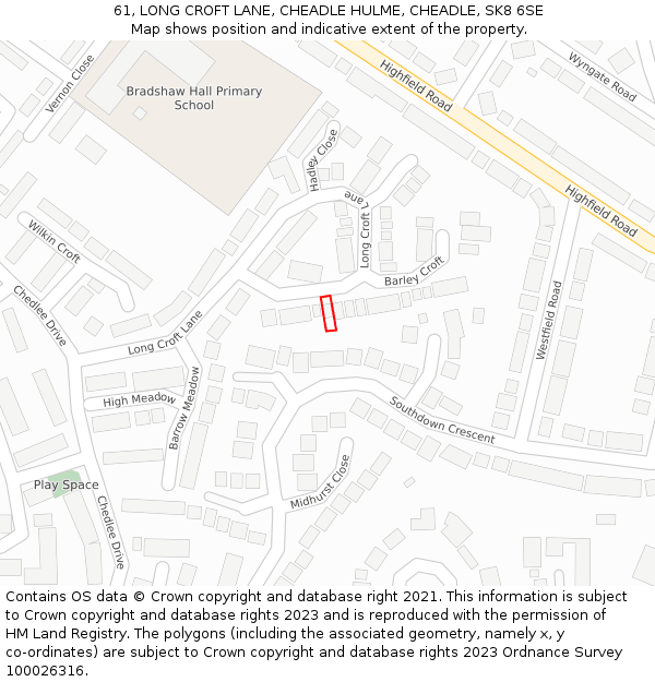 61, LONG CROFT LANE, CHEADLE HULME, CHEADLE, SK8 6SE: Location map and indicative extent of plot