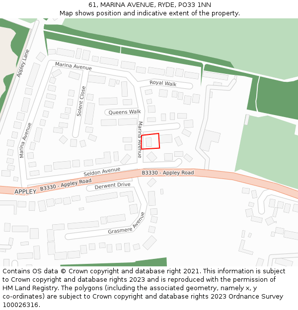 61, MARINA AVENUE, RYDE, PO33 1NN: Location map and indicative extent of plot