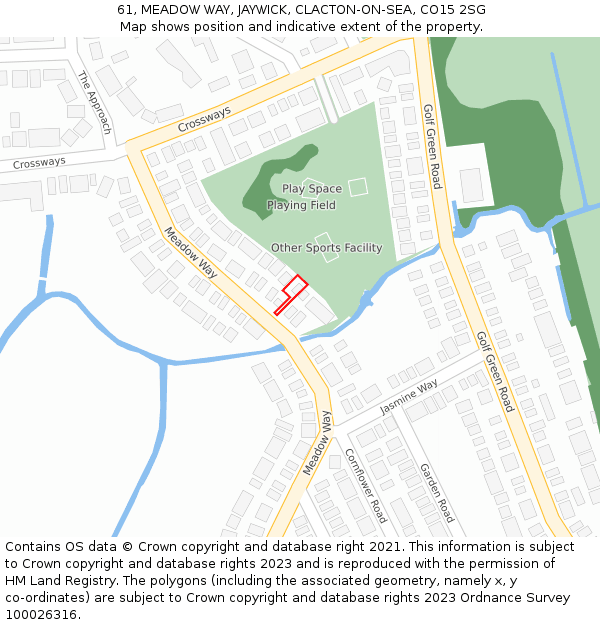 61, MEADOW WAY, JAYWICK, CLACTON-ON-SEA, CO15 2SG: Location map and indicative extent of plot