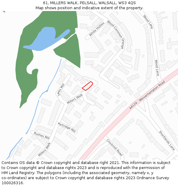 61, MILLERS WALK, PELSALL, WALSALL, WS3 4QS: Location map and indicative extent of plot