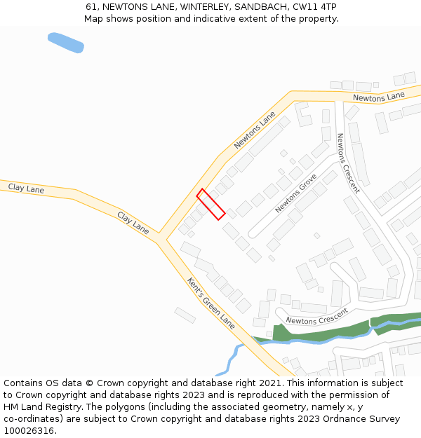 61, NEWTONS LANE, WINTERLEY, SANDBACH, CW11 4TP: Location map and indicative extent of plot