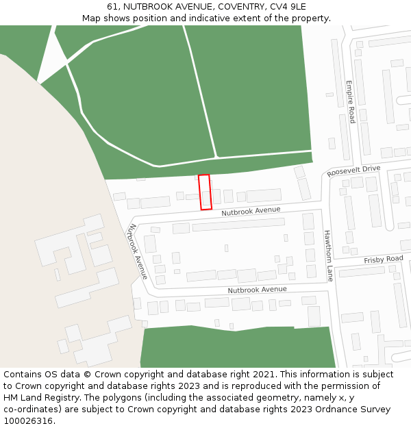 61, NUTBROOK AVENUE, COVENTRY, CV4 9LE: Location map and indicative extent of plot