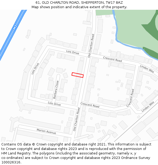 61, OLD CHARLTON ROAD, SHEPPERTON, TW17 8AZ: Location map and indicative extent of plot