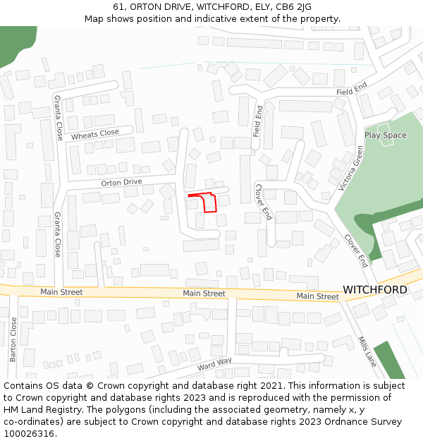 61, ORTON DRIVE, WITCHFORD, ELY, CB6 2JG: Location map and indicative extent of plot