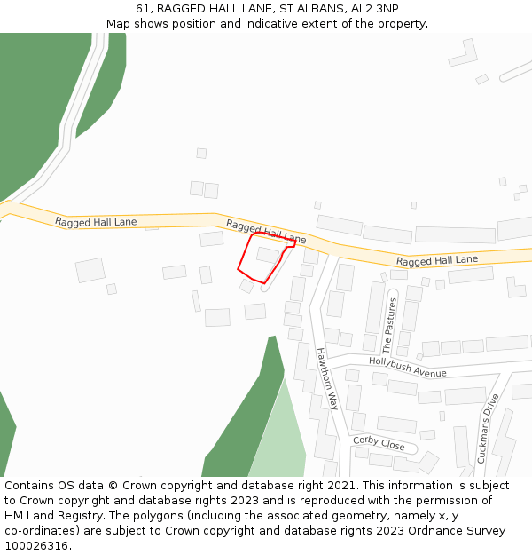 61, RAGGED HALL LANE, ST ALBANS, AL2 3NP: Location map and indicative extent of plot