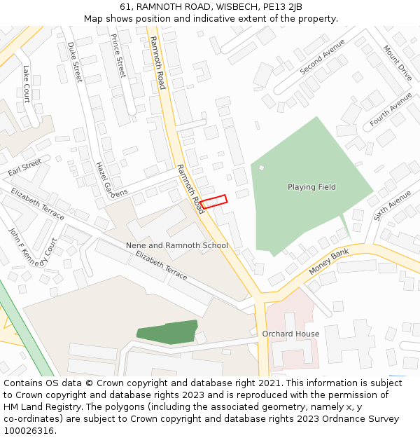 61, RAMNOTH ROAD, WISBECH, PE13 2JB: Location map and indicative extent of plot