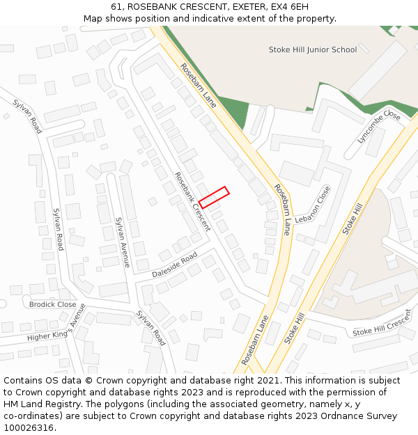 61, ROSEBANK CRESCENT, EXETER, EX4 6EH: Location map and indicative extent of plot