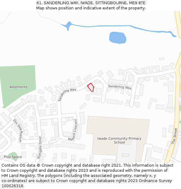 61, SANDERLING WAY, IWADE, SITTINGBOURNE, ME9 8TE: Location map and indicative extent of plot