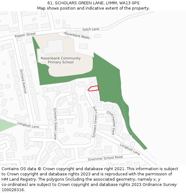 61, SCHOLARS GREEN LANE, LYMM, WA13 0PS: Location map and indicative extent of plot