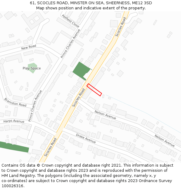 61, SCOCLES ROAD, MINSTER ON SEA, SHEERNESS, ME12 3SD: Location map and indicative extent of plot