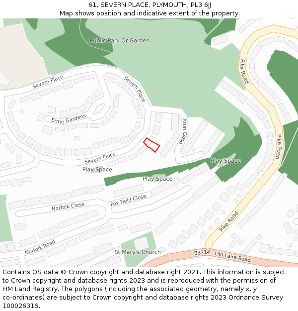 61, SEVERN PLACE, PLYMOUTH, PL3 6JJ: Location map and indicative extent of plot