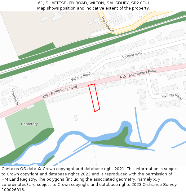 61, SHAFTESBURY ROAD, WILTON, SALISBURY, SP2 0DU: Location map and indicative extent of plot