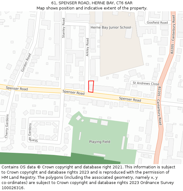 61, SPENSER ROAD, HERNE BAY, CT6 6AR: Location map and indicative extent of plot