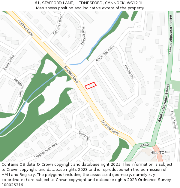 61, STAFFORD LANE, HEDNESFORD, CANNOCK, WS12 1LL: Location map and indicative extent of plot