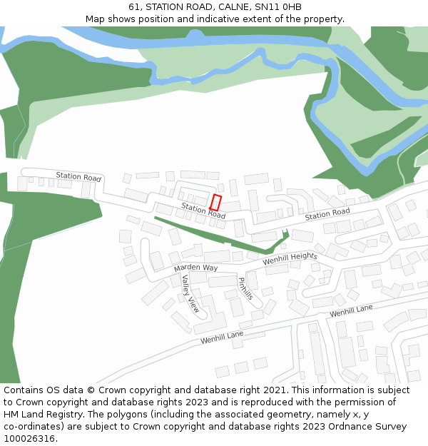 61, STATION ROAD, CALNE, SN11 0HB: Location map and indicative extent of plot