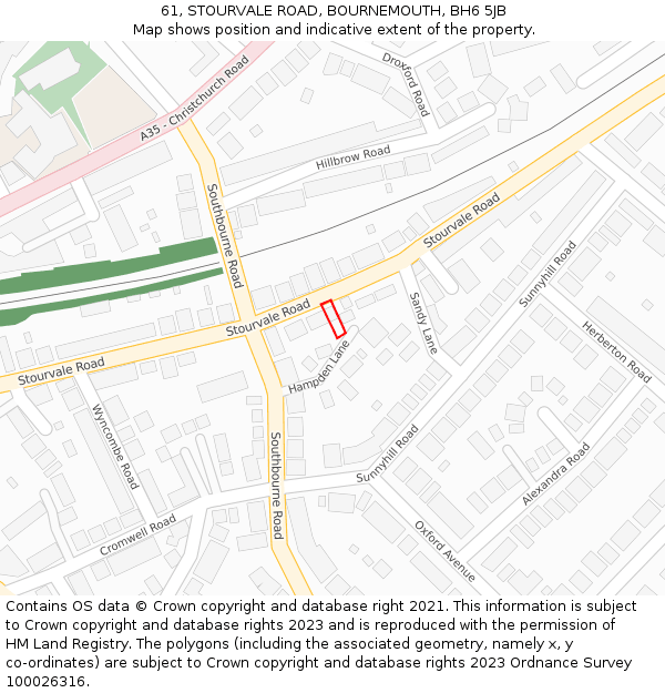 61, STOURVALE ROAD, BOURNEMOUTH, BH6 5JB: Location map and indicative extent of plot