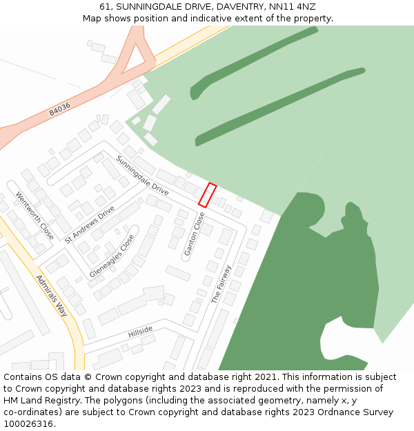 61, SUNNINGDALE DRIVE, DAVENTRY, NN11 4NZ: Location map and indicative extent of plot