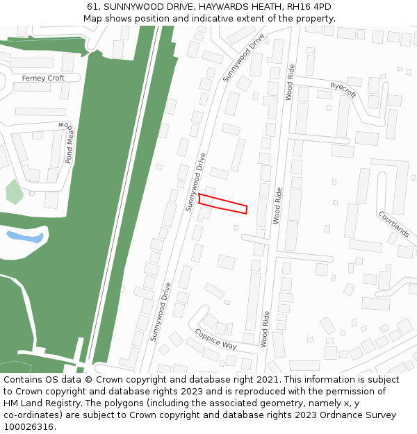 61, SUNNYWOOD DRIVE, HAYWARDS HEATH, RH16 4PD: Location map and indicative extent of plot