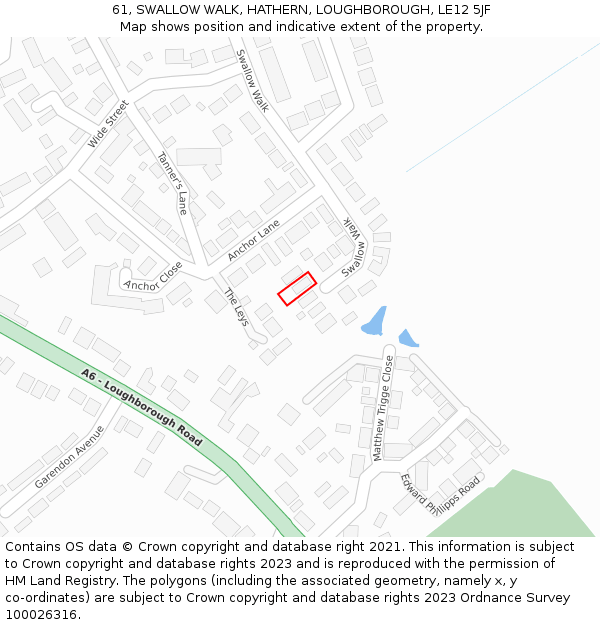 61, SWALLOW WALK, HATHERN, LOUGHBOROUGH, LE12 5JF: Location map and indicative extent of plot