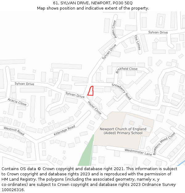 61, SYLVAN DRIVE, NEWPORT, PO30 5EQ: Location map and indicative extent of plot