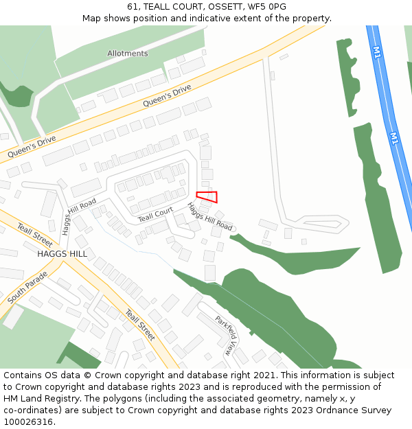 61, TEALL COURT, OSSETT, WF5 0PG: Location map and indicative extent of plot