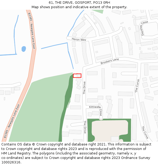 61, THE DRIVE, GOSPORT, PO13 0RH: Location map and indicative extent of plot