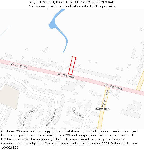 61, THE STREET, BAPCHILD, SITTINGBOURNE, ME9 9AD: Location map and indicative extent of plot