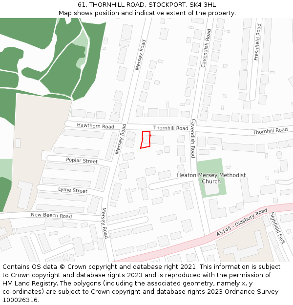 61, THORNHILL ROAD, STOCKPORT, SK4 3HL: Location map and indicative extent of plot
