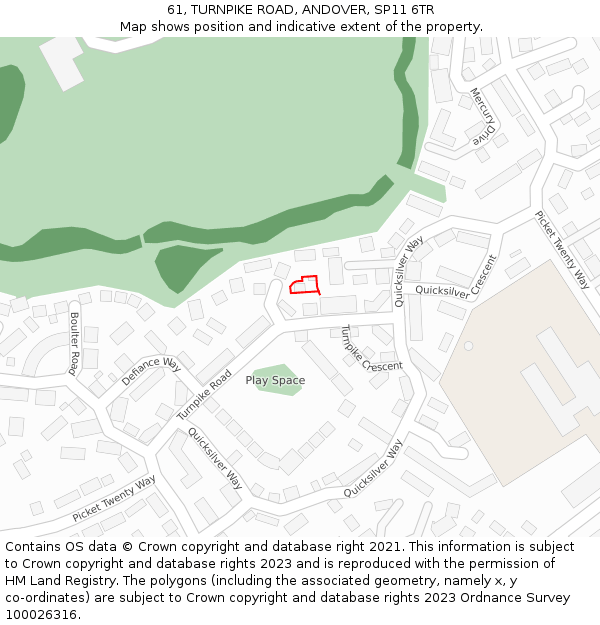 61, TURNPIKE ROAD, ANDOVER, SP11 6TR: Location map and indicative extent of plot