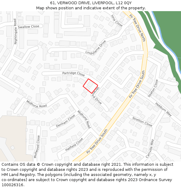 61, VERWOOD DRIVE, LIVERPOOL, L12 0QY: Location map and indicative extent of plot