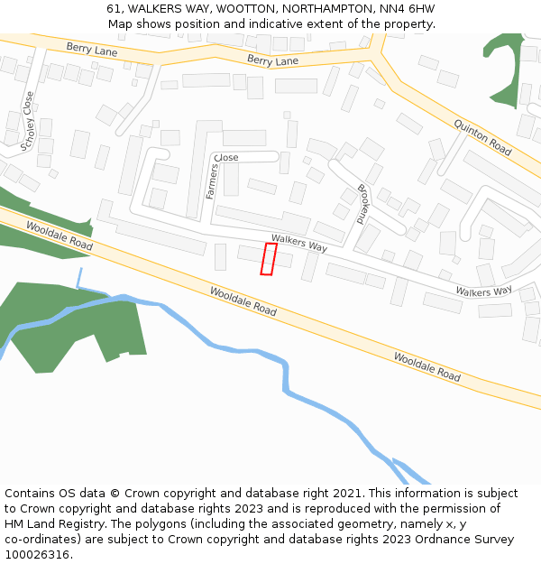 61, WALKERS WAY, WOOTTON, NORTHAMPTON, NN4 6HW: Location map and indicative extent of plot