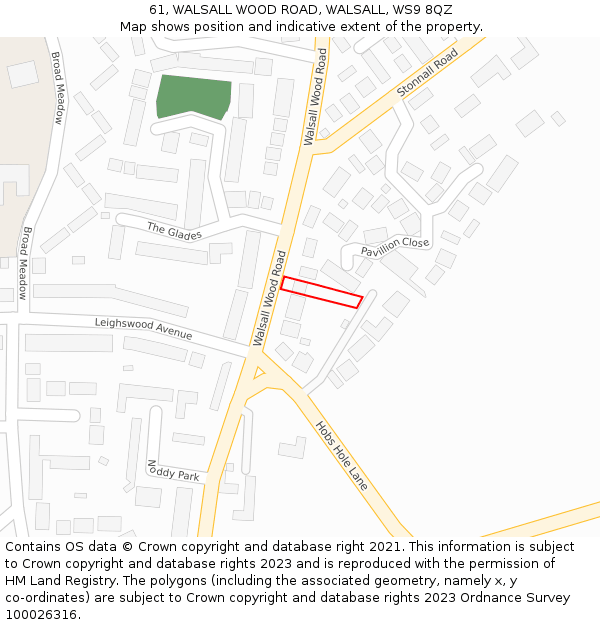 61, WALSALL WOOD ROAD, WALSALL, WS9 8QZ: Location map and indicative extent of plot