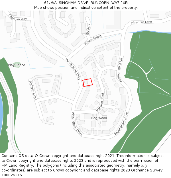 61, WALSINGHAM DRIVE, RUNCORN, WA7 1XB: Location map and indicative extent of plot