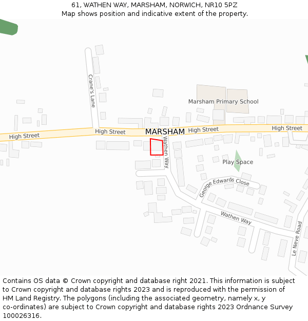 61, WATHEN WAY, MARSHAM, NORWICH, NR10 5PZ: Location map and indicative extent of plot