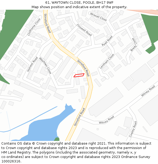 61, WAYTOWN CLOSE, POOLE, BH17 9WF: Location map and indicative extent of plot