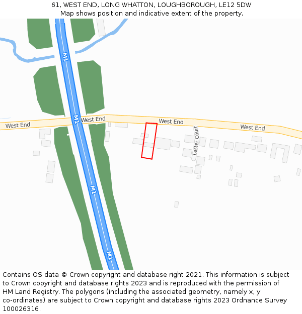 61, WEST END, LONG WHATTON, LOUGHBOROUGH, LE12 5DW: Location map and indicative extent of plot