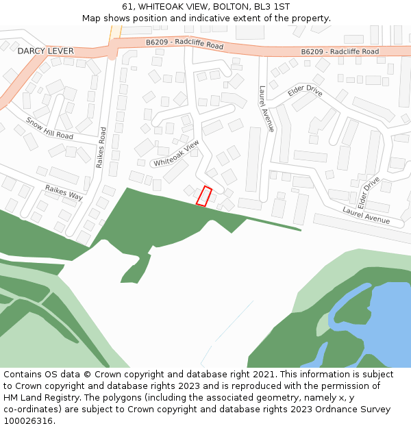 61, WHITEOAK VIEW, BOLTON, BL3 1ST: Location map and indicative extent of plot