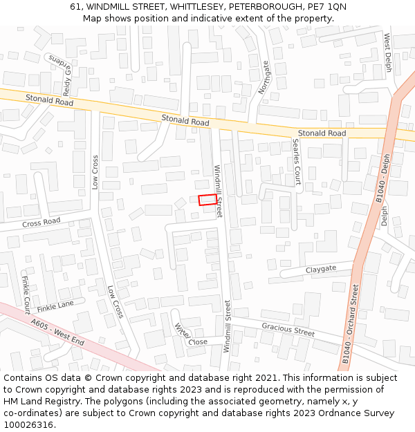 61, WINDMILL STREET, WHITTLESEY, PETERBOROUGH, PE7 1QN: Location map and indicative extent of plot