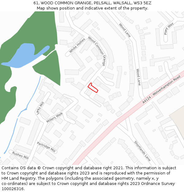 61, WOOD COMMON GRANGE, PELSALL, WALSALL, WS3 5EZ: Location map and indicative extent of plot