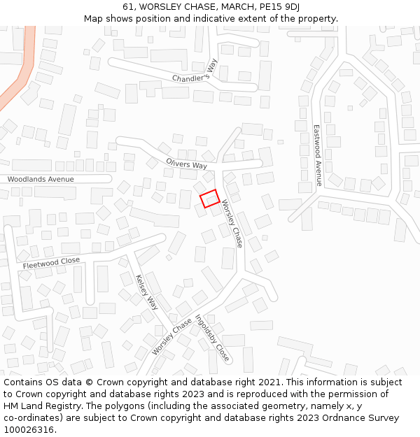 61, WORSLEY CHASE, MARCH, PE15 9DJ: Location map and indicative extent of plot