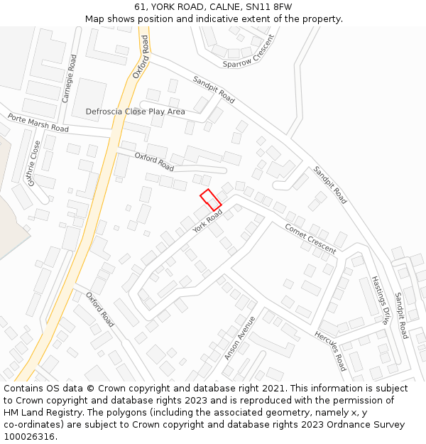 61, YORK ROAD, CALNE, SN11 8FW: Location map and indicative extent of plot