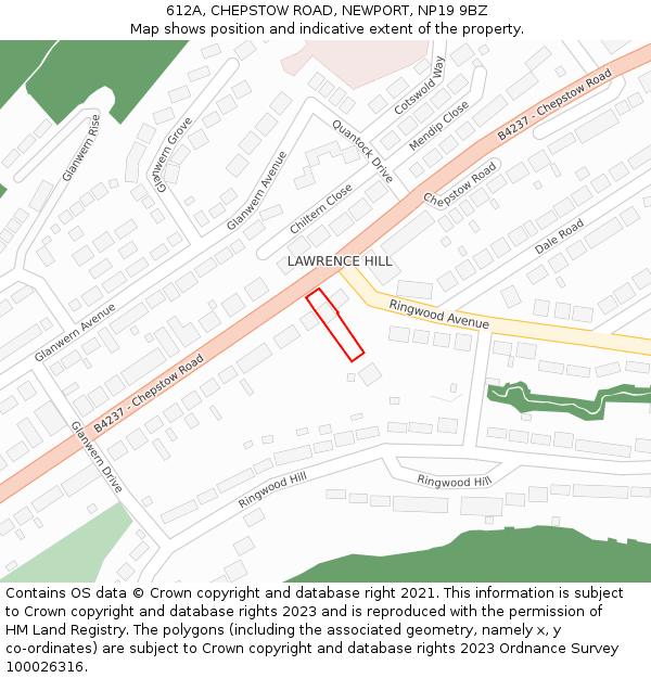 612A, CHEPSTOW ROAD, NEWPORT, NP19 9BZ: Location map and indicative extent of plot