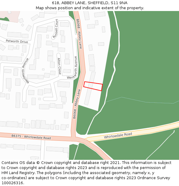 618, ABBEY LANE, SHEFFIELD, S11 9NA: Location map and indicative extent of plot