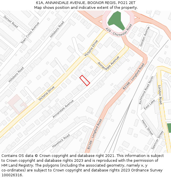 61A, ANNANDALE AVENUE, BOGNOR REGIS, PO21 2ET: Location map and indicative extent of plot