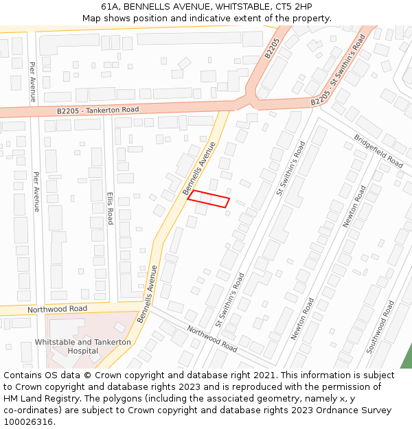 61A, BENNELLS AVENUE, WHITSTABLE, CT5 2HP: Location map and indicative extent of plot